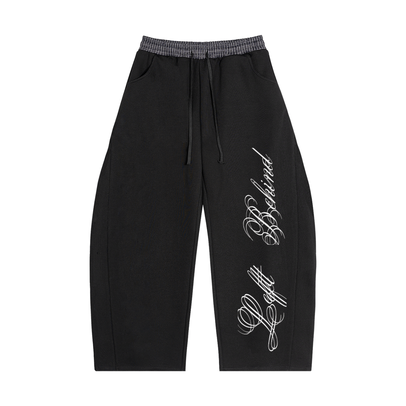 Left Behind Plaid Waistband Barrel Sweatpants