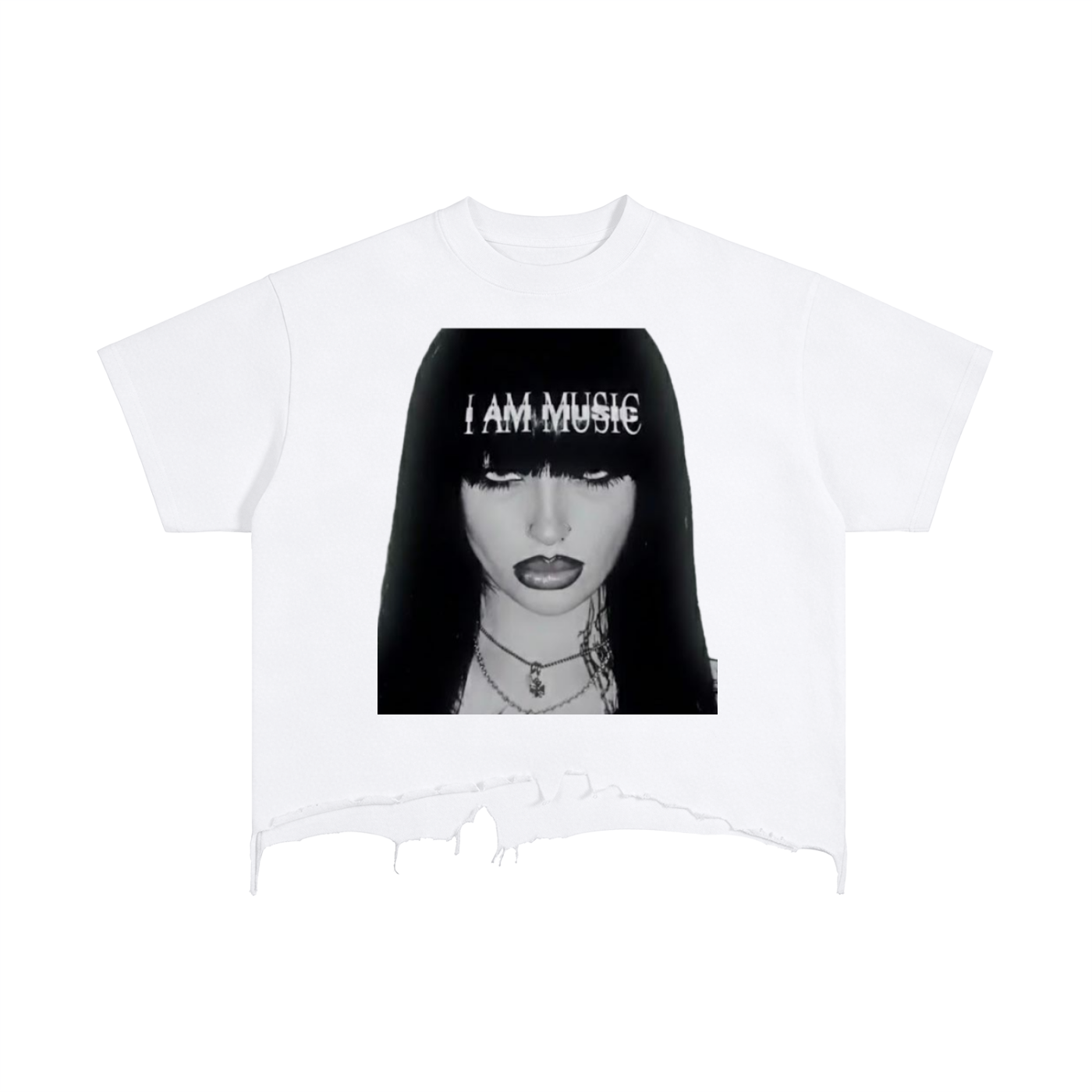 I AM MUSIC Distressed Hem T-Shirt