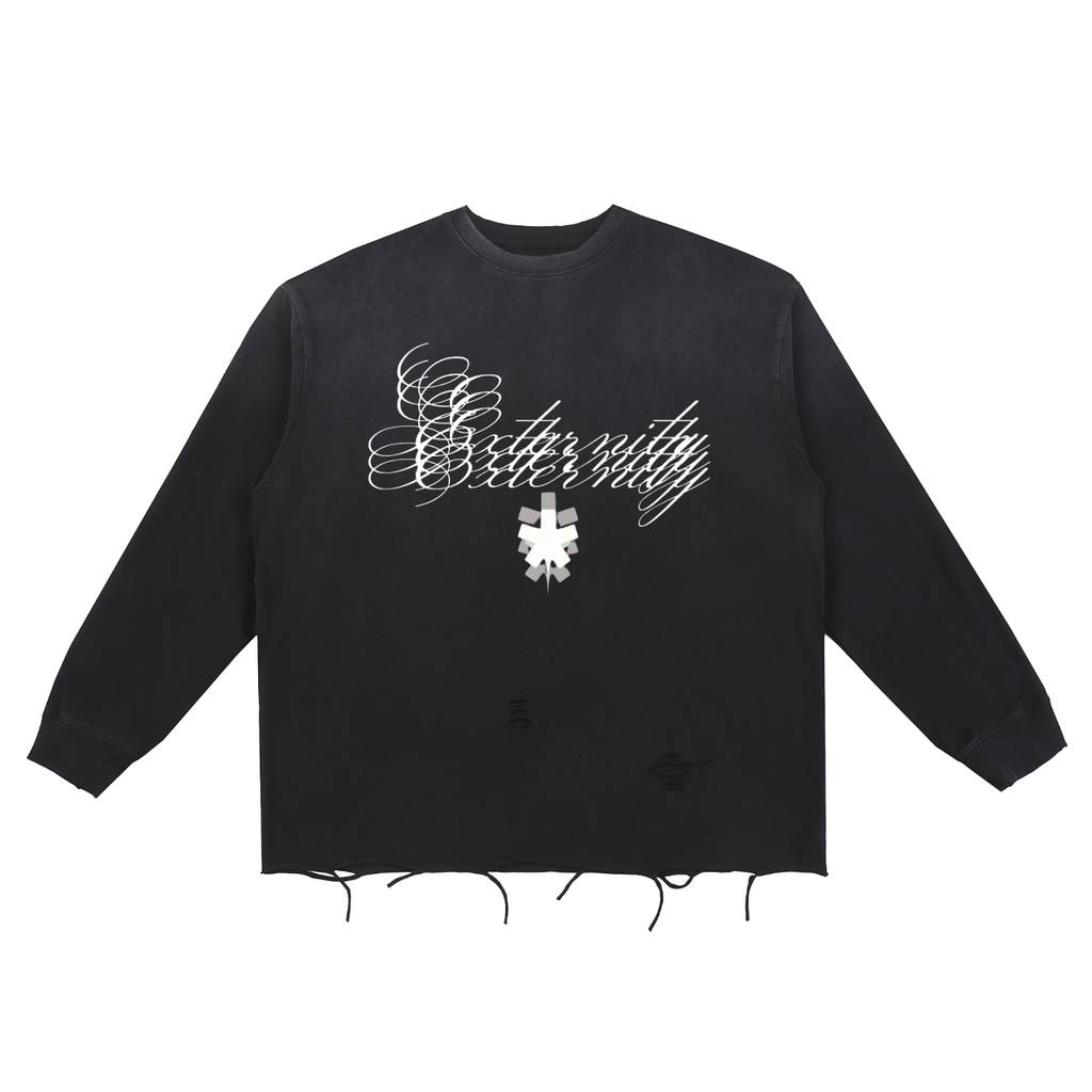 Externity Snow Wash Raw Edge Sweatshirt