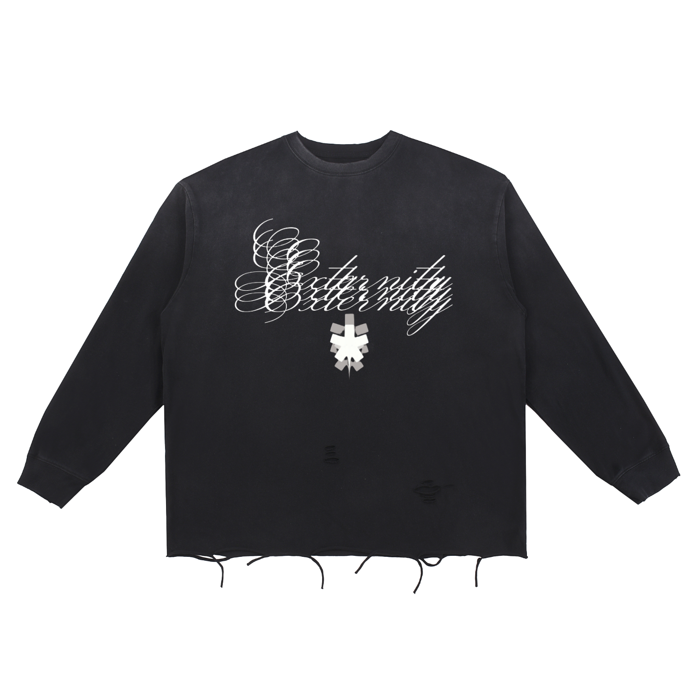 Externity Snow Wash Raw Edge Sweatshirt