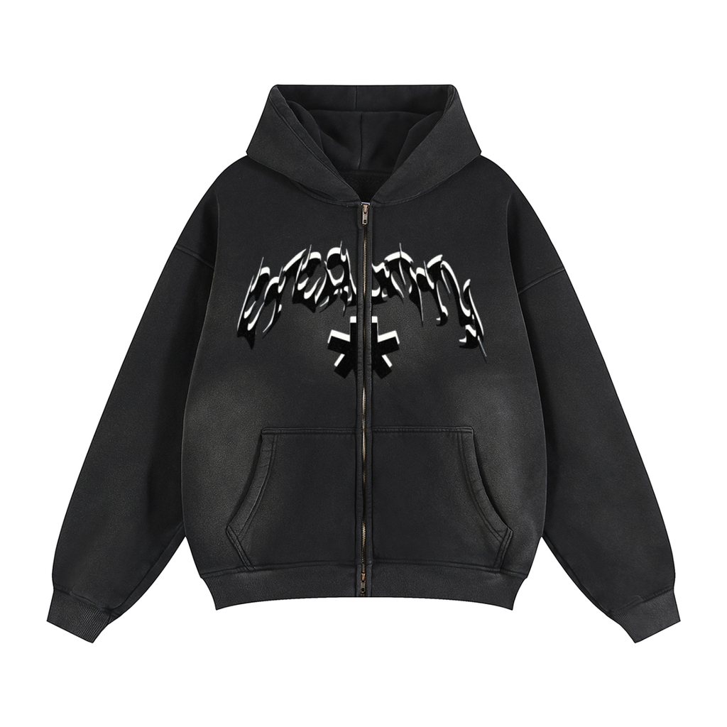 Externity Zipper Boxy Fleece Hoodie