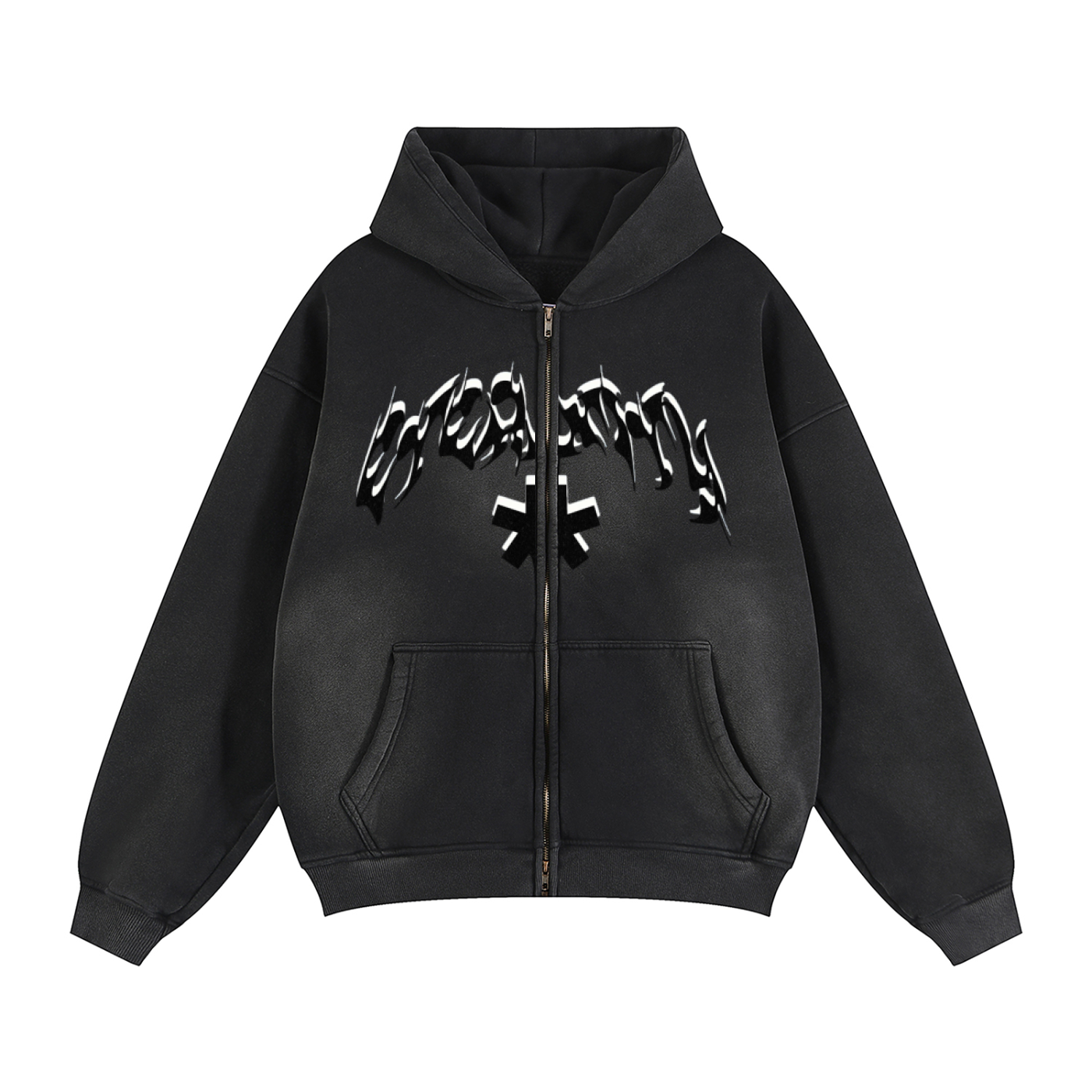 Externity Zipper Boxy Fleece Hoodie