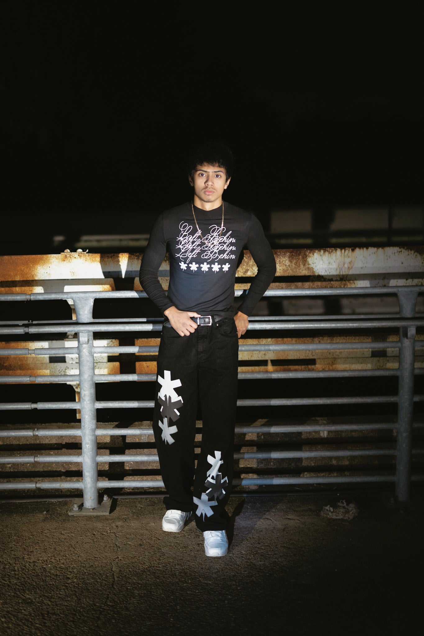 Left Behind Neck Long Sleeve T-Shirt