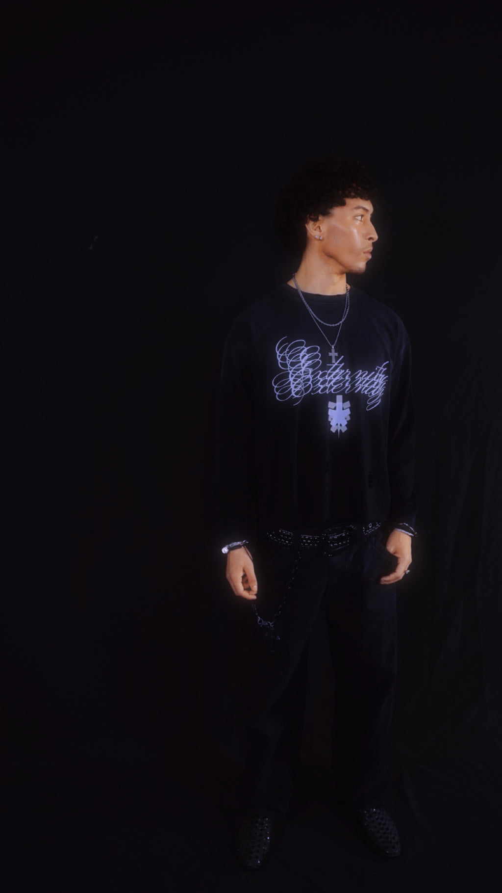 Externity Snow Wash Raw Edge Sweatshirt