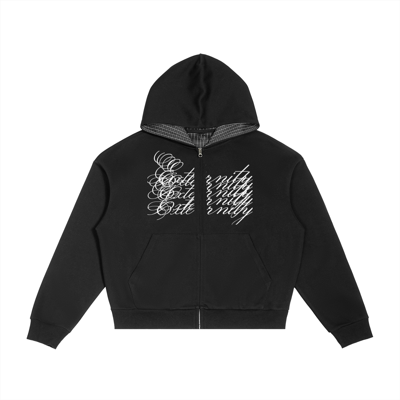 Externity Plaid Boxy Zip Hoodie